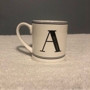 ☕️. Stoneware Initial Mug Letter "A". Like New Condition. White w/ Black Initial